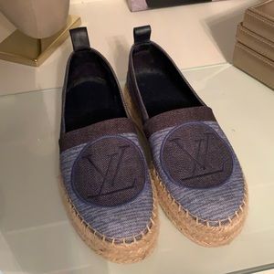 Louis Vuitton Blue Shore Canvas Espadrille flats